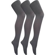 Grey - Women Support Tights Sock Snob Pair Multipack Womens Coloured Opaque Denier Tights Grey