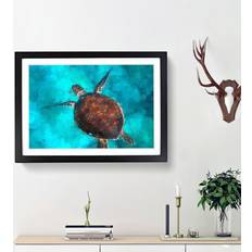 East Urban Home A Sea Turtle in Picture Graphic Print 48.0 2.0 Framed Art