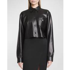 Cuir - Femme Chemises Givenchy Cropped Shirt In Leather With 4G Detail - Black