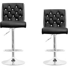 Black Stools BEST Kimberly Modern Swivel Bar with Crystals, 2 Seating Stool