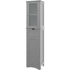 Shelves Storage Cabinets Costway Tall with 2 Bathroom-Gray Storage Cabinet