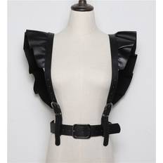 Women Leather Belt Body Bondage Harness Brass Peplum Waist Belt Suspenders Corsets Dress Belts Multicoloured One