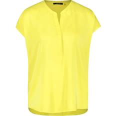 Giallo Bluse Taifun Damen Seidig schimmerndes Blusenshirt überschnittene Schultern, Kurzarm unifarben Fresh Lemon