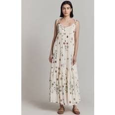 Ghost Clarice Botanical Floral Dress, Cream/Multi