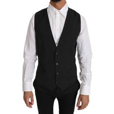 Wool Vests Dolce & Gabbana Gray Wool Slim Fit Vest Gray