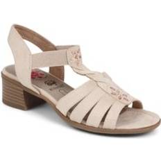 Block Heel Heeled Sandals Pavers Block Heeled Slip-On Sandals Beige