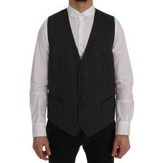 Dolce & Gabbana Gray Vests Dolce & Gabbana Gray STAFF Wool Stretch Vest IT54 IT54 XL