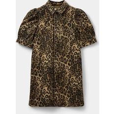 Leopard Print Denim Dress