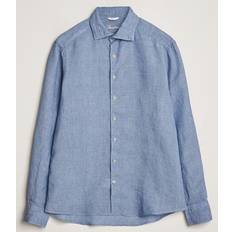 Stenströms Slimline Indigo Blue Linen Shirt 7747217970800