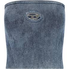 Woman Jumpers Diesel Top Bandeau En Maille Côtelée - Bleu
