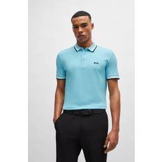 Blue Polo Shirts BOSS Polo Shirt With Contrast Logo Details