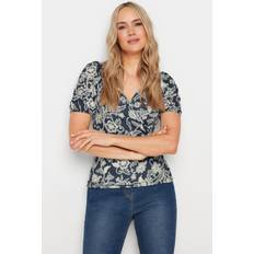 Short Sleeve Blouses LTS Tall Wrap Top Dark Blue