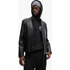 Clothing HUGO Leather Racer Jacket, Black