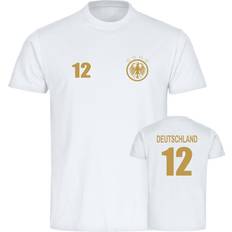 Oberteile Multifanshop Herren T-Shirt Deutschland Adler Retro Trikot Gold Druck gold metallic