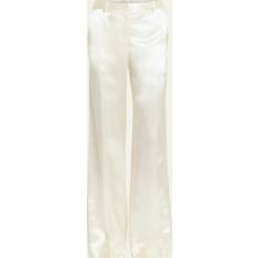 Silk Pants The Row Encore Mid-Rise Satin Straight-Leg Pants BLACK