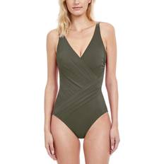 Green - Women Swimsuits Gottex Lattice Surplice One-Piece