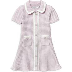 Children's Clothing Self-Portrait Girl's Knit Mini Dress W/ Floral Buttons, 3T-12 LILAC 5-6