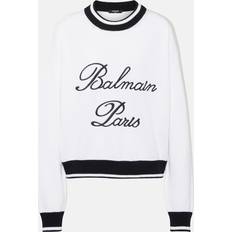 Balmain Sweatere Balmain Strik Dame Signaturstrikket Trøje - Hvid