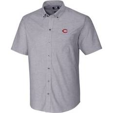 Black - Sportswear Garment Shirts Cutter & Buck Men's MLB Washington Nationals Short Sleeve Stretch Oxford Button-Down Shirt Charcoal, Grey