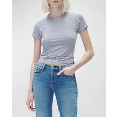 Womens Blackwht Luca Stripe-pattern Stretch-modal T-shirt