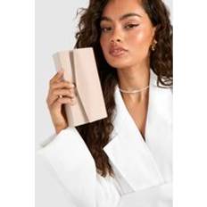 Pink Clutches boohoo Nude Patent Structured Clutch Bag One Size
