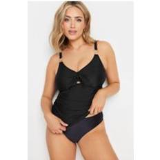 Tankinis M&Co Knot Front Strap Detail Tankini Top Black