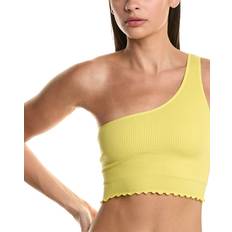 Yellow Tank Tops Spiritual Gangster Luna One-Shoulder Crop Tank