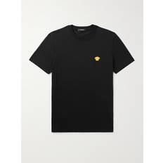 T-skjorter Versace Logo-Embroidered Cotton-Jersey T-Shirt Men Black