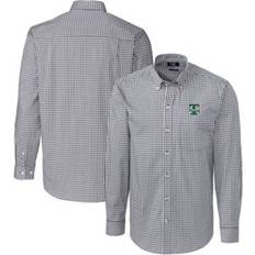 Golf - Green Shirts Cutter & Buck Men's Tulane Green Wave NCAA Tulane Wave Easy Care Stretch Gingham Long Sleeve Button-Down Shirt, Grey