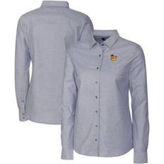 Golf Shirts Cutter & Buck Women's NCAA Missouri Tigers Oxford Stretch Long Sleeve Button-Up Shirt, Grey