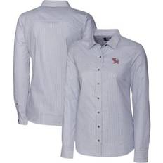 Black - Sportswear Garment Shirts Cutter & Buck NCAA Arkansas Razorbacks Oxford Stripe Stretch Long Sleeve Button-Up Shirt, Grey