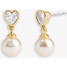 Coach Women's Heart Pearl Drop Earrings Pearl Gold