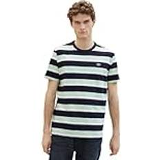 Tom Tailor Herren Basic Crew-Neck T-Shirt mit Streifen, 35072 Navy Mint Multi Bold Stripe