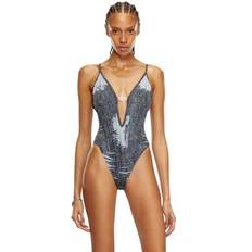 Diesel Women Swimwear Diesel Swimsuit with denim print Swimsuits Woman Black