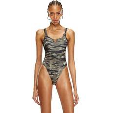 Diesel Women Swimwear Diesel Ribbed swimsuit with camo print Swimsuits Woman Green