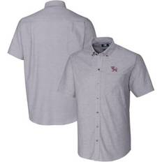 Blue - Golf Shirts Cutter & Buck Men's NCAA Georgetown Hoyas Vault Stretch Oxford Short Sleeve Button-Down Shirt, Grey