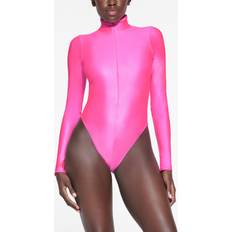 3XL Swimsuits SKIMS Zip Front Long Sleeve One Piece Pink Shine