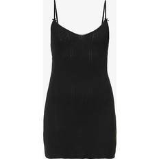 Cou Cou Intimates Womens 2Black French-lace Sleeveless Organic-cotton Mini Dress