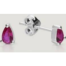 Red Earrings John Greed CANDY Cane Silver Ruby Teardrop Stud Earrings red/silver