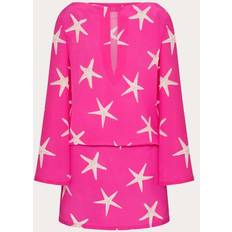 Valentino Rosa Klänningar Valentino STARFISH CREPE DE CHINE SHORT DRESS Wo IVORY/PINK PP