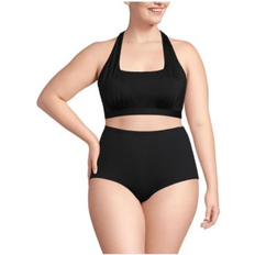 Lands' End Women Bikinis Lands' End Plus Chlorine Resistant Square Neck Halter Bikini Top Black 1X