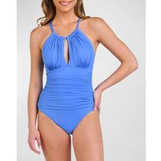 Microfiber Swimsuits La Blanca Mio High-Neck One-Piece Swimsuit - Chambray