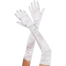Music Legs 452-WHITE Extra Long Satin Gloves White