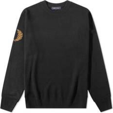 Fred Perry Knitted Sweaters Jumpers Fred Perry Laurel Wreath Graphic Print Round Knit Black