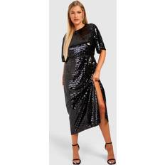 Evening Gowns Dresses boohoo Womens Plus Shard Sequin Midaxi Dress - Black