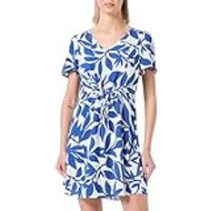 Vero Moda VMEASY Joy SS Short Dress WVN GA, Snövit/Aop: alisa mazarine blå