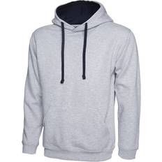 Clothing Uneek Contrast Hooded Sweatshirt UC507 Heather Grey/Navy Colour: