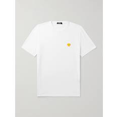 T-skjorter Versace Slim-Fit Logo-Embroidered Cotton-Jersey T-Shirt Men White