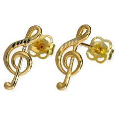 Jewellerybox 9ct gold treble clef stud earrings music musical notes sheet musician