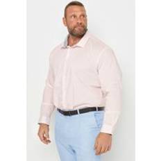 Men - Pink Shirts BadRhino Mens Tailoring Big & Tall Pink Premium Long Sleeve Formal Shirt Big & Tall